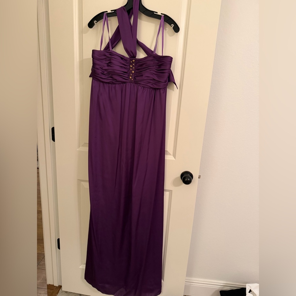 BCBG Paris Violet Satin Slip Dress